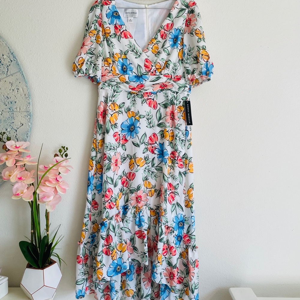 NWT DONNA MORGAN floral Hi-lo Midi Dress size 8